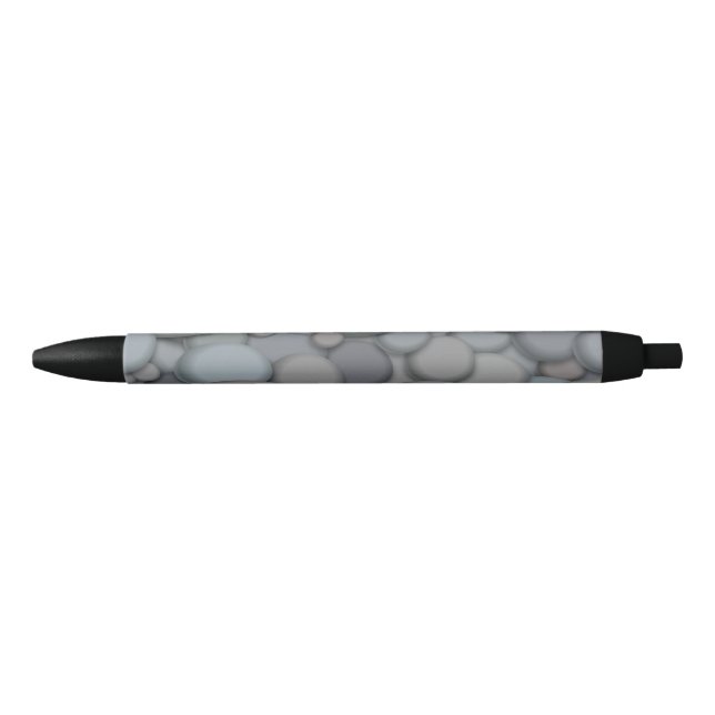 Colourful River Rock Pebbles Art Black Ink Pen (Front)