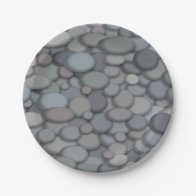 Colourful River Rock Pebbles Art Paper Plate (Front)