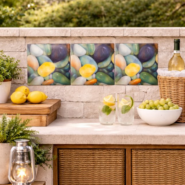 Colourful River Stones Colourful Pebbles Watercolo Tile (Creator Uploaded)