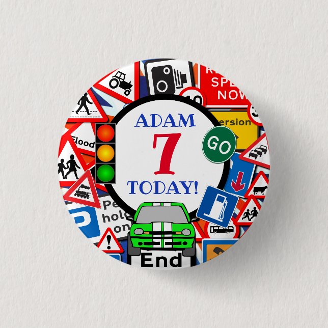 Colourful Road Sign Collage Custom Kid's Age 3 Cm Round Badge (Front)