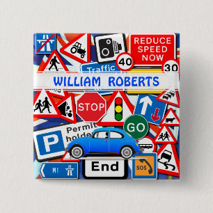 Colourful Road Signs, and Automobile Custom Name B 15 Cm Square Badge