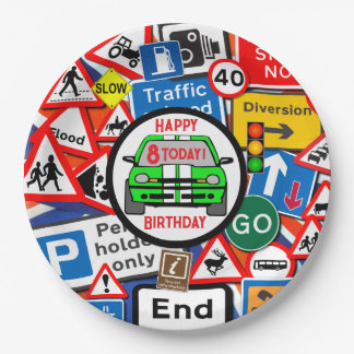 Colourful Road Signs, Birthday Party Paper Plate