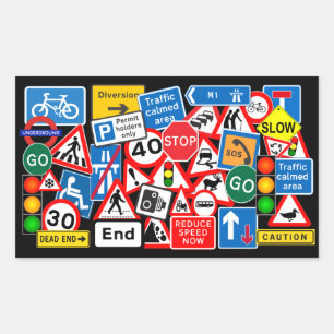 Colourful Road Signs Rectangular Sticker