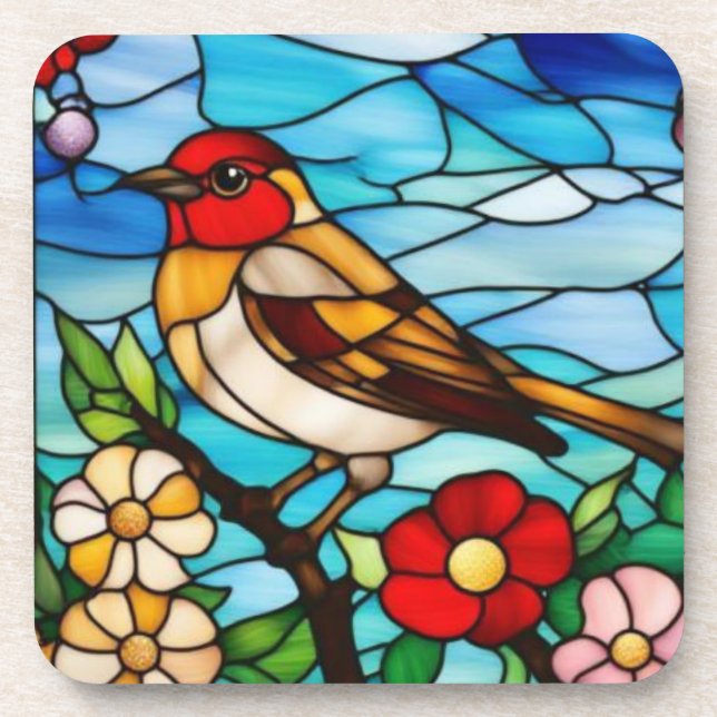 Colourful Robin Coaster (Front)