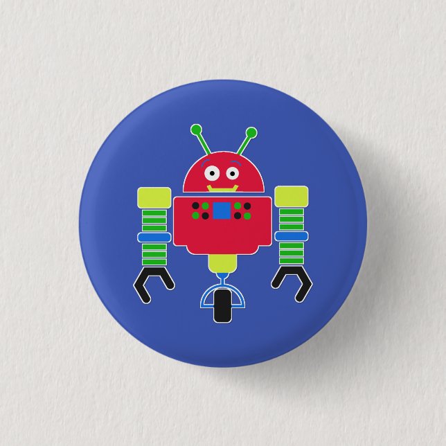 Colourful Robot Button Pin (Front)