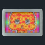 Colourful Robot Skull On Rainbow Background Belt Buckle<br><div class="desc">A sci-fi inspired robot skull. All digital image. Original drawing.</div>
