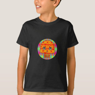 Colourful Robot Skull On Rainbow Background T-Shirt