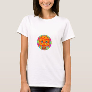 Colourful Robot Skull On Rainbow Background T-Shirt