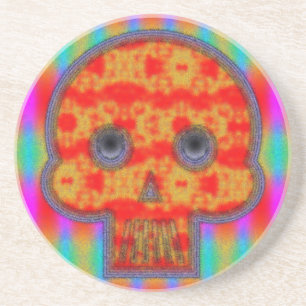 Colourful Robot Skull Painting Coaster