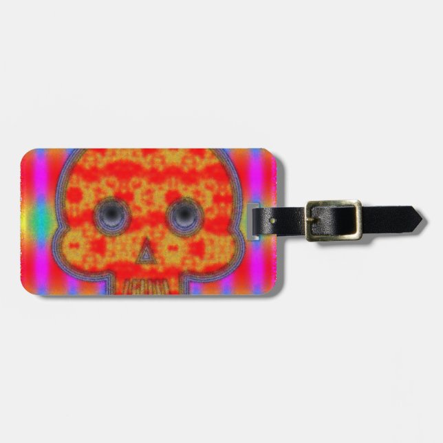 Colourful Robot Skull Painting Luggage Tag (Front Horizontal)