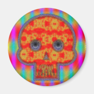 Colourful Robot Skull Painting Magnet