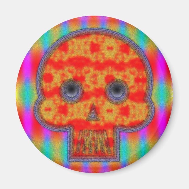 Colourful Robot Skull Painting Magnet (Front)