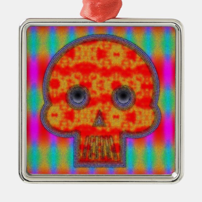Colourful Robot Skull Painting Metal Tree Decoration (Front)