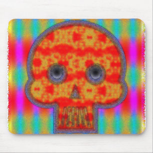 Colourful Robot Skull Painting Mouse Mat