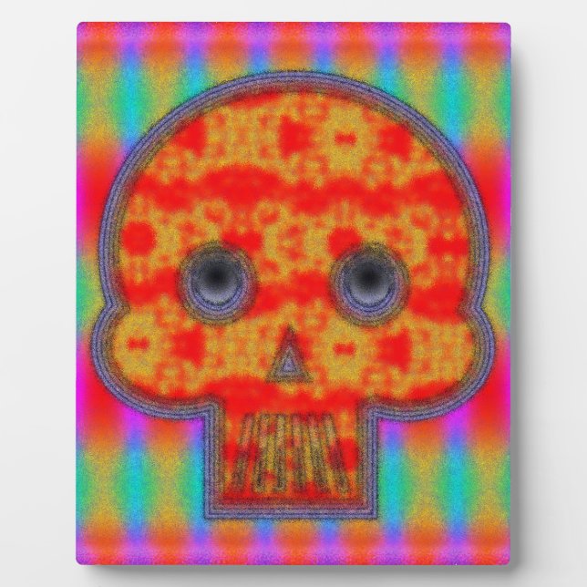 Colourful Robot Skull Painting Plaque (Front)