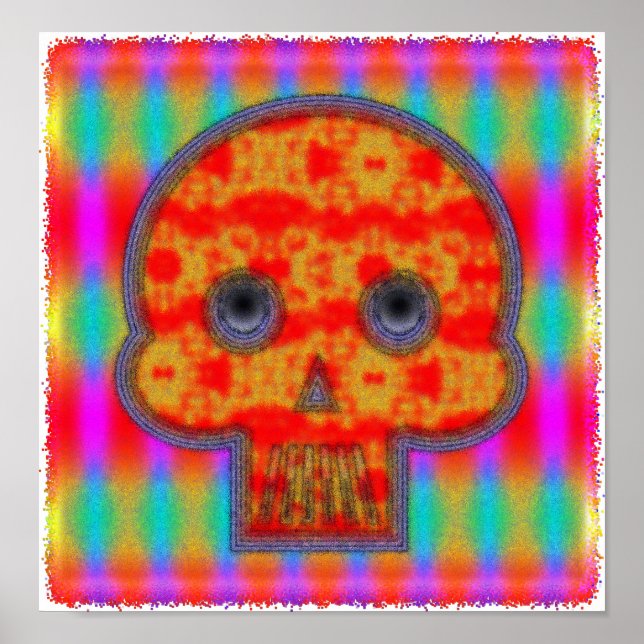 Colourful Robot Skull Painting Poster (Front)