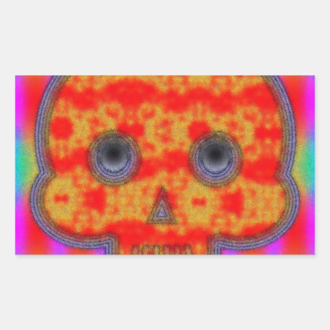 Colourful Robot Skull Painting Rectangular Sticker (Front)