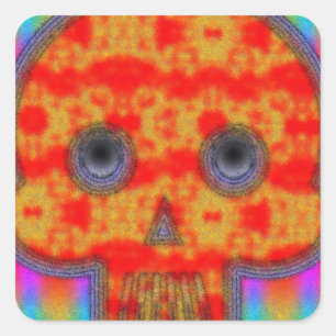 Colourful Robot Skull Painting Square Sticker