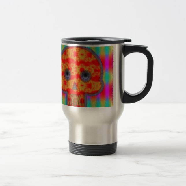Colourful Robot Skull Painting Travel Mug (Right)
