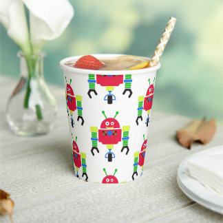 Colourful Robots Birthday Party Paper Cups