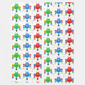 Colourful Robots Kids Duvet Cover Fleece Blanket
