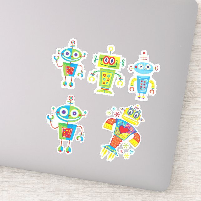Colourful Robots Vinyl Sticker (Detail)