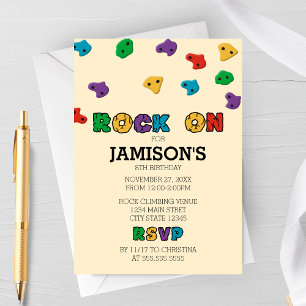 Colourful Rock Climbing Birthday Invitation