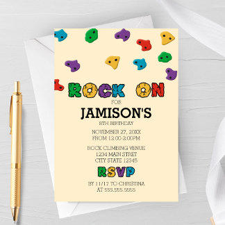 Colourful Rock Climbing Birthday Invitation