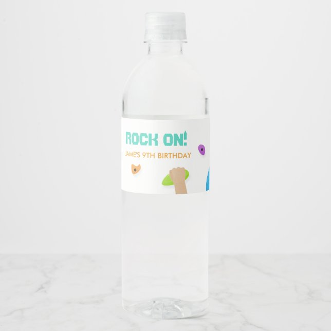 Colourful Rock Climbing Favour  Water Bottle Label (Front)
