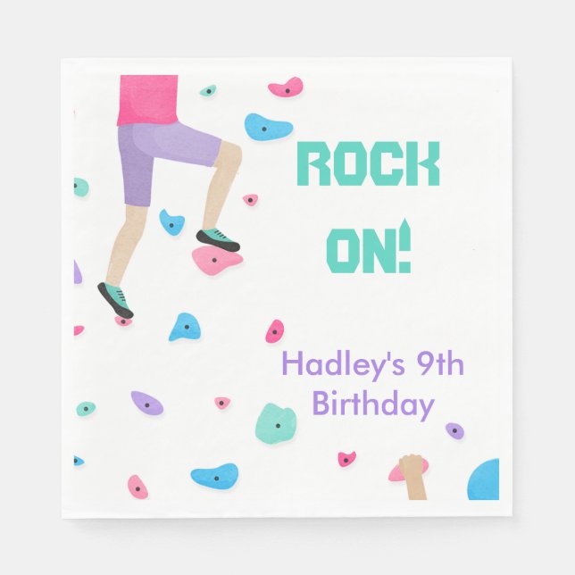 Colourful Rock Climbing Party Napkin (Front)