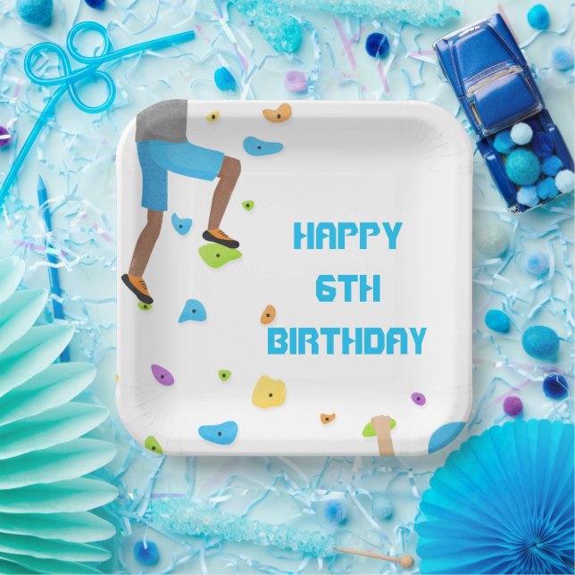 Colourful Rock Climbing Party  Paper Plate (Party)