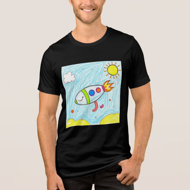 Colourful Rocket Doodle Fun Space Art   Tri-Blend Shirt (Front)