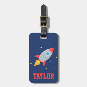Colourful Rocket Ship, Outer Space, For Kids Luggage Tag