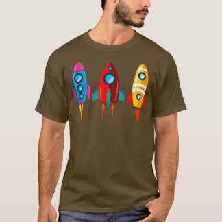 Colourful Rocket Ships Astronaut Long Sleeve  T-Shirt