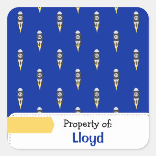 Colourful Rocket Space Pattern Personalised Square Sticker