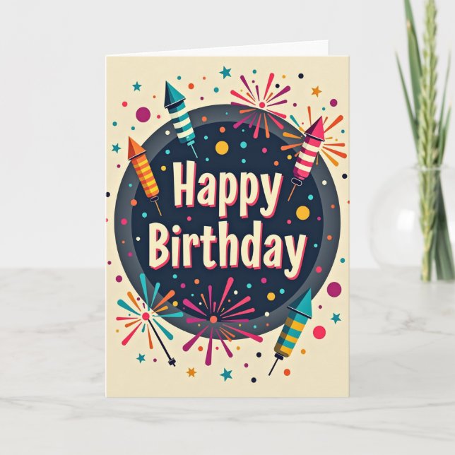 Colourful Rockets Birthday Card (Front)