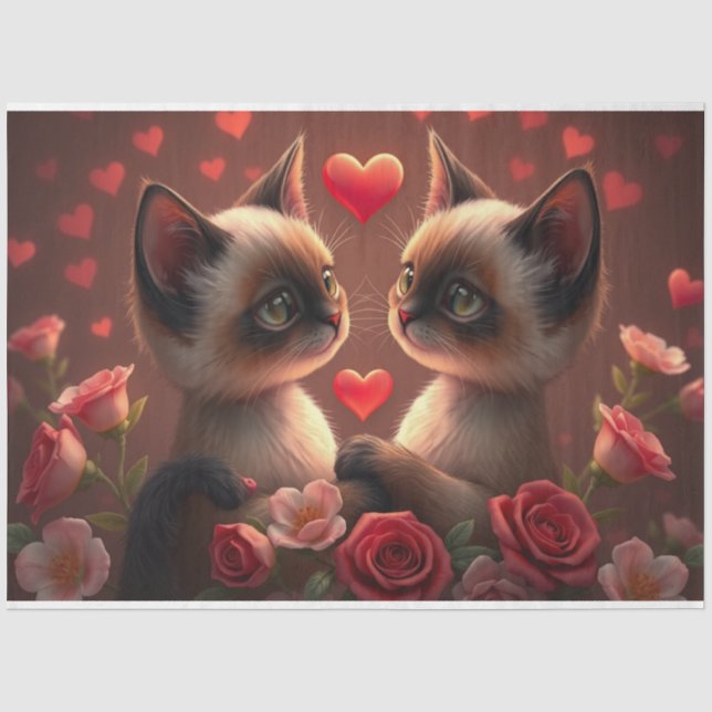Colourful Romantic Cats Tissue Paper (Front)