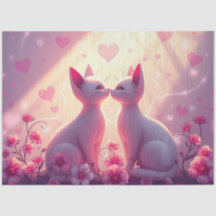 Colourful Romantic Cats Tissue Paper