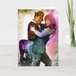 Colourful Romantic Couple Tango Dancers In Love Card