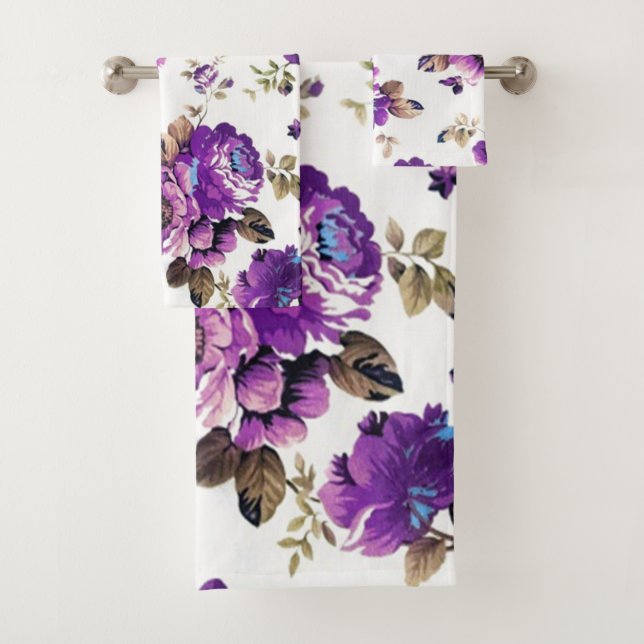 Colourful,Romantic , Floral Pattern Bath Towel Set (Insitu)