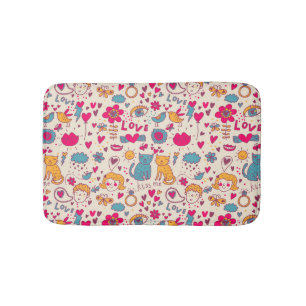 Colourful romantic pattern bath mat