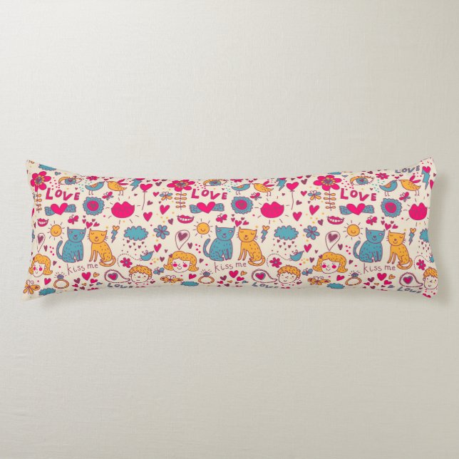 Colourful romantic pattern body cushion (Front)