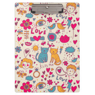 Colourful romantic pattern clipboard