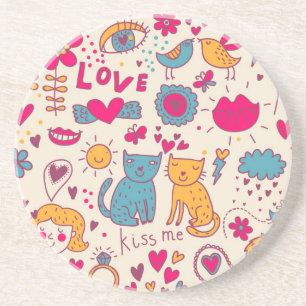Colourful romantic pattern coaster
