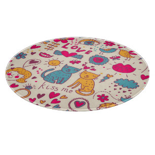 Colourful romantic pattern cutting board