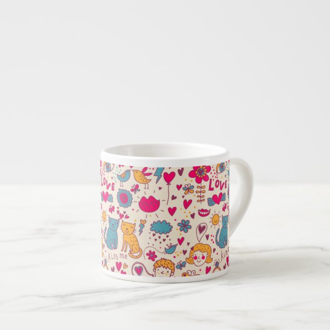 Colourful romantic pattern espresso cup (Front Right)