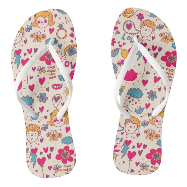 Colourful romantic pattern flip flops (Footbed)