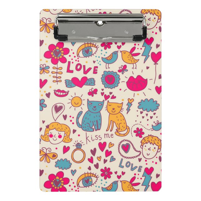Colourful romantic pattern mini clipboard (Front)