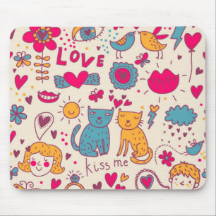 Colourful romantic pattern mouse mat