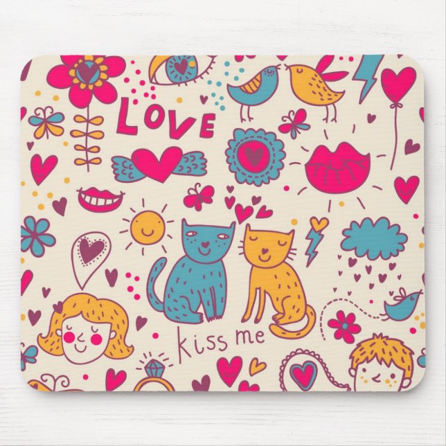 Colourful romantic pattern mouse mat (Front)